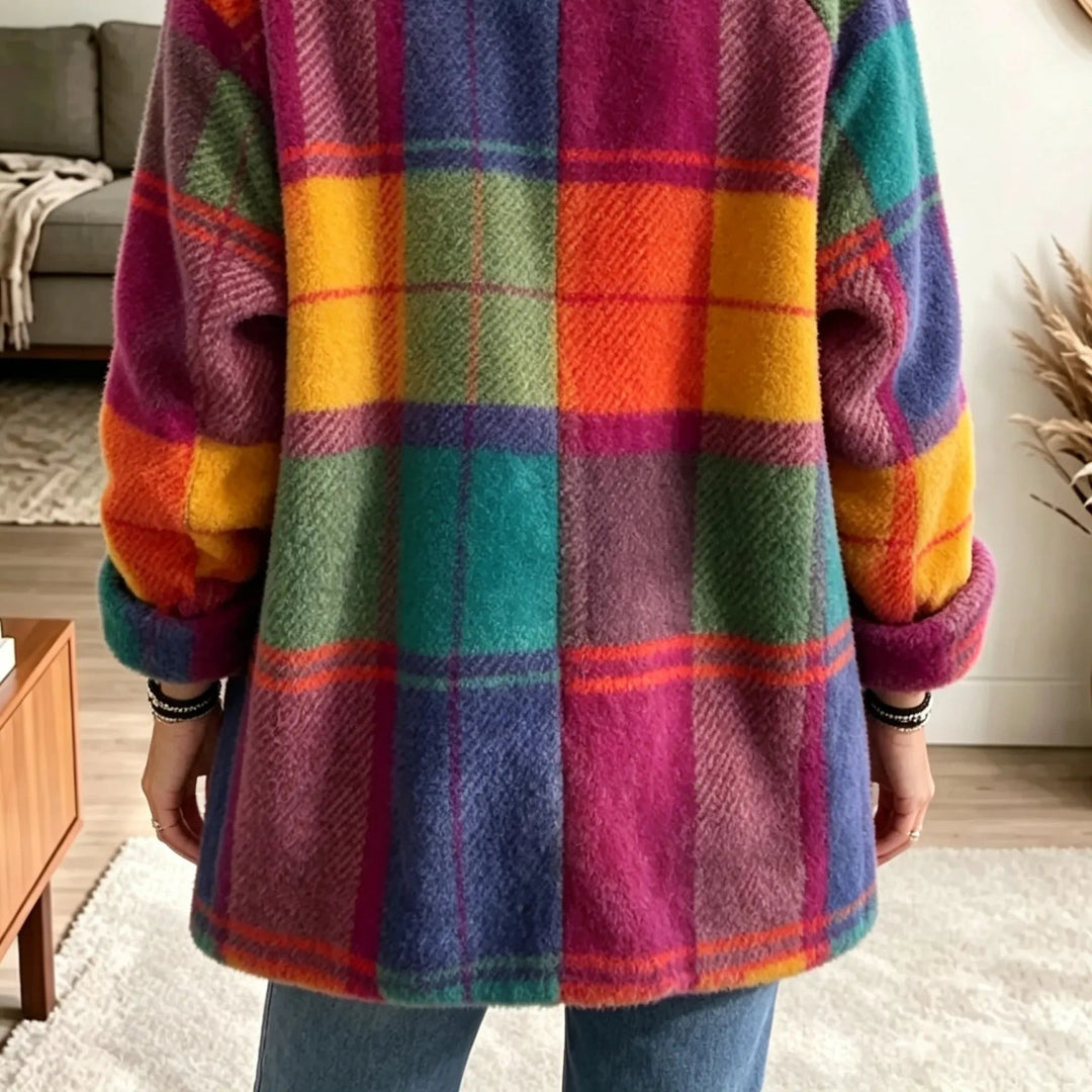 Jocelyne — Relaxed Check Fleece Jacket (2), Rosewood Virginia
