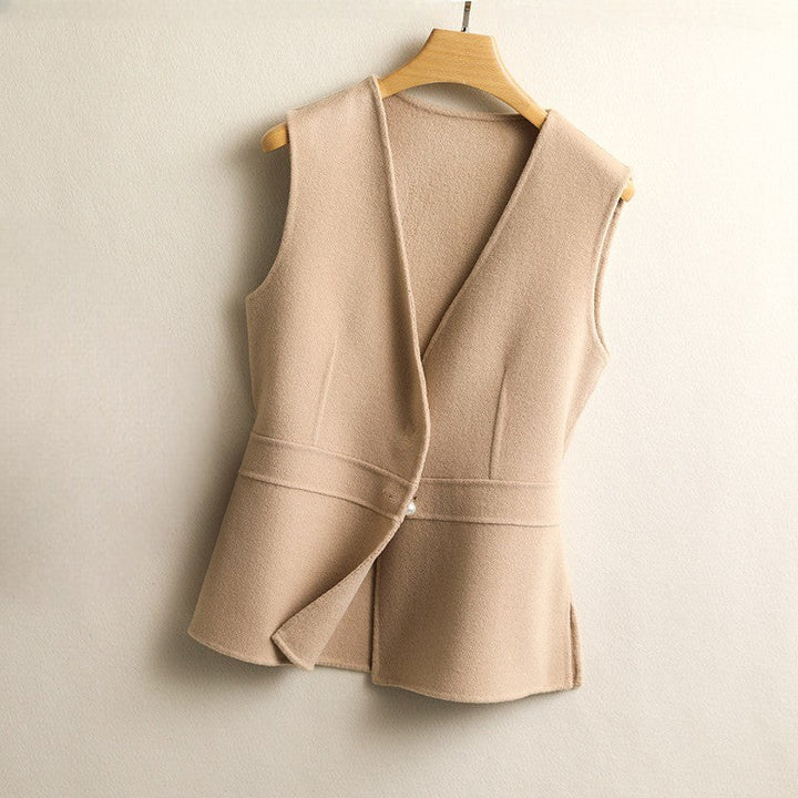 Josee — Wrap Front Cashmere Sweater Vest (2), Rosewood Virginia