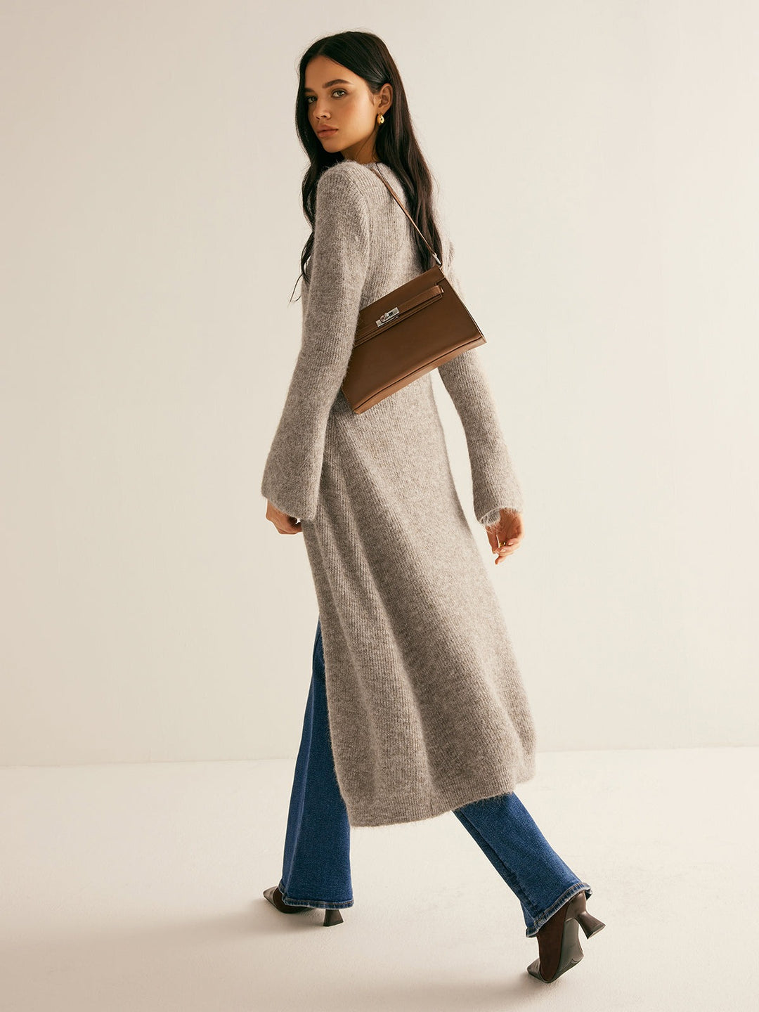 Josephe — Button Front Long Cardigan, Rosewood Virginia