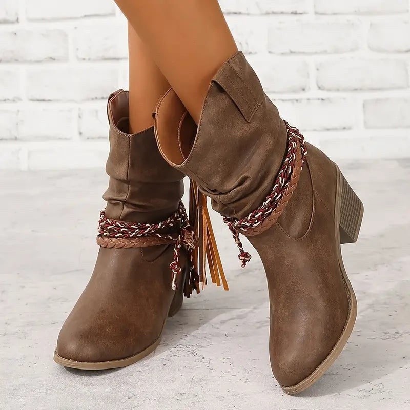 Julienne — Block Heel Western Cowboy Boots (2), Rosewood Virginia