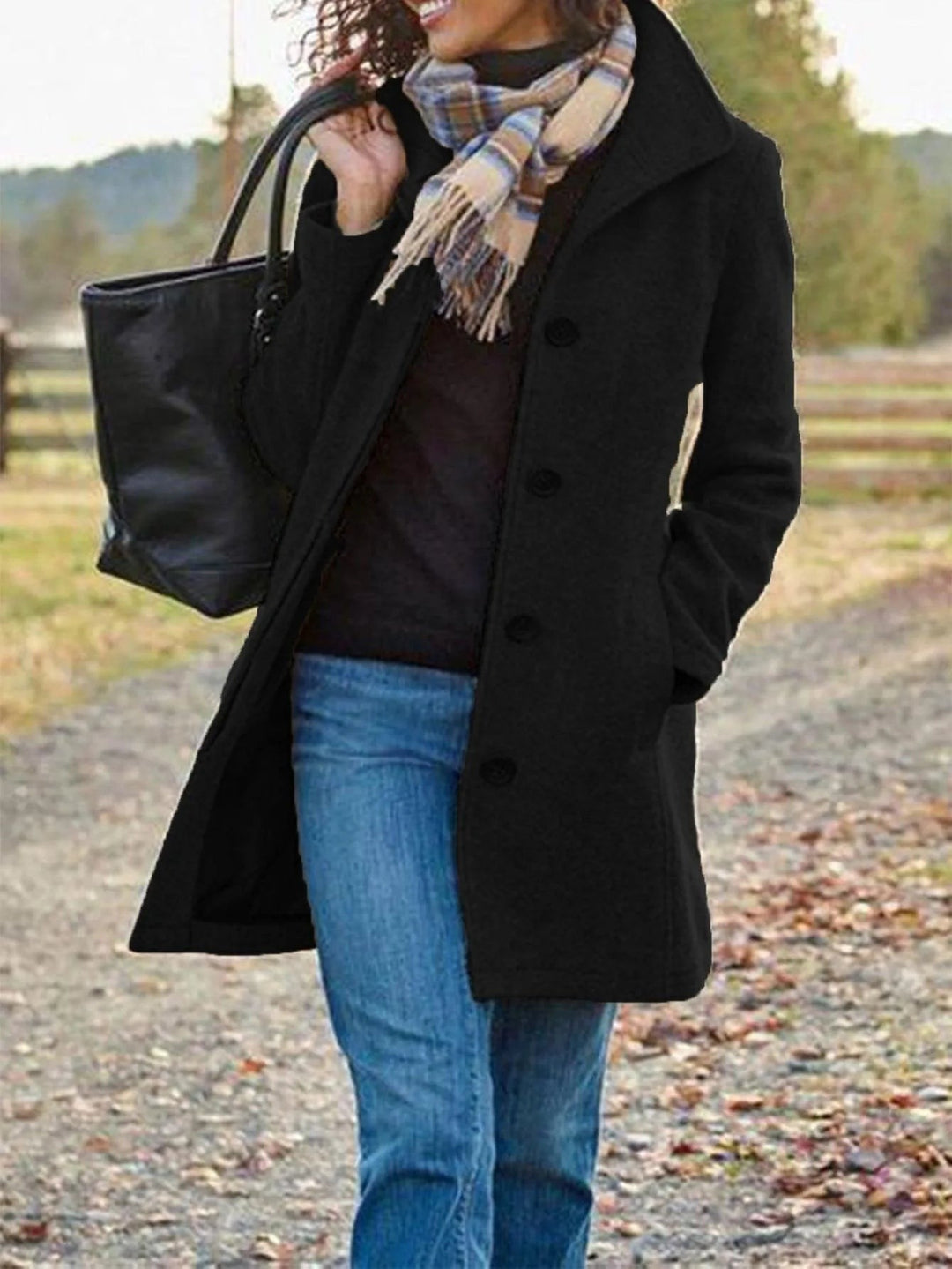 Juniper — Womens Coat, Single Breasted Mid Length with Pockets (5), Rosewood Virginia