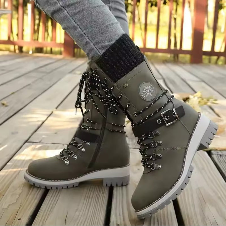 Orlane — Lace Up Mid Calf Warm Winter Boots for Women