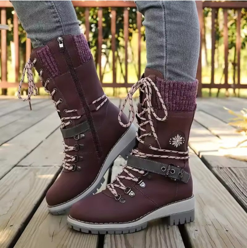 Orlane — Lace Up Mid Calf Warm Winter Boots for Women