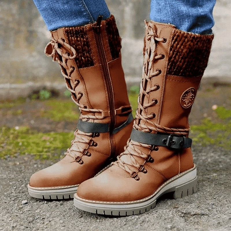 Orlane — Lace Up Mid Calf Warm Winter Boots for Women