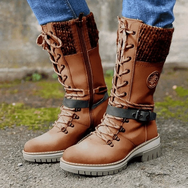 Orlane — Lace Up Mid Calf Warm Winter Boots for Women
