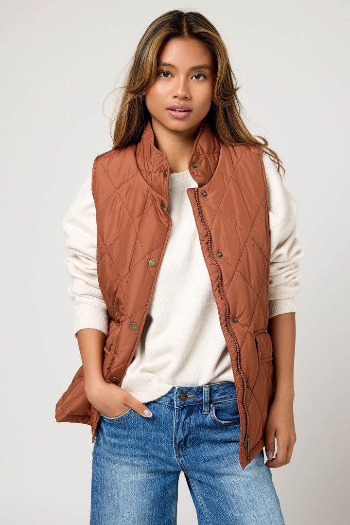 Lacey — Classic Diamond Quilted Puffer Vest, Rosewood Virginia