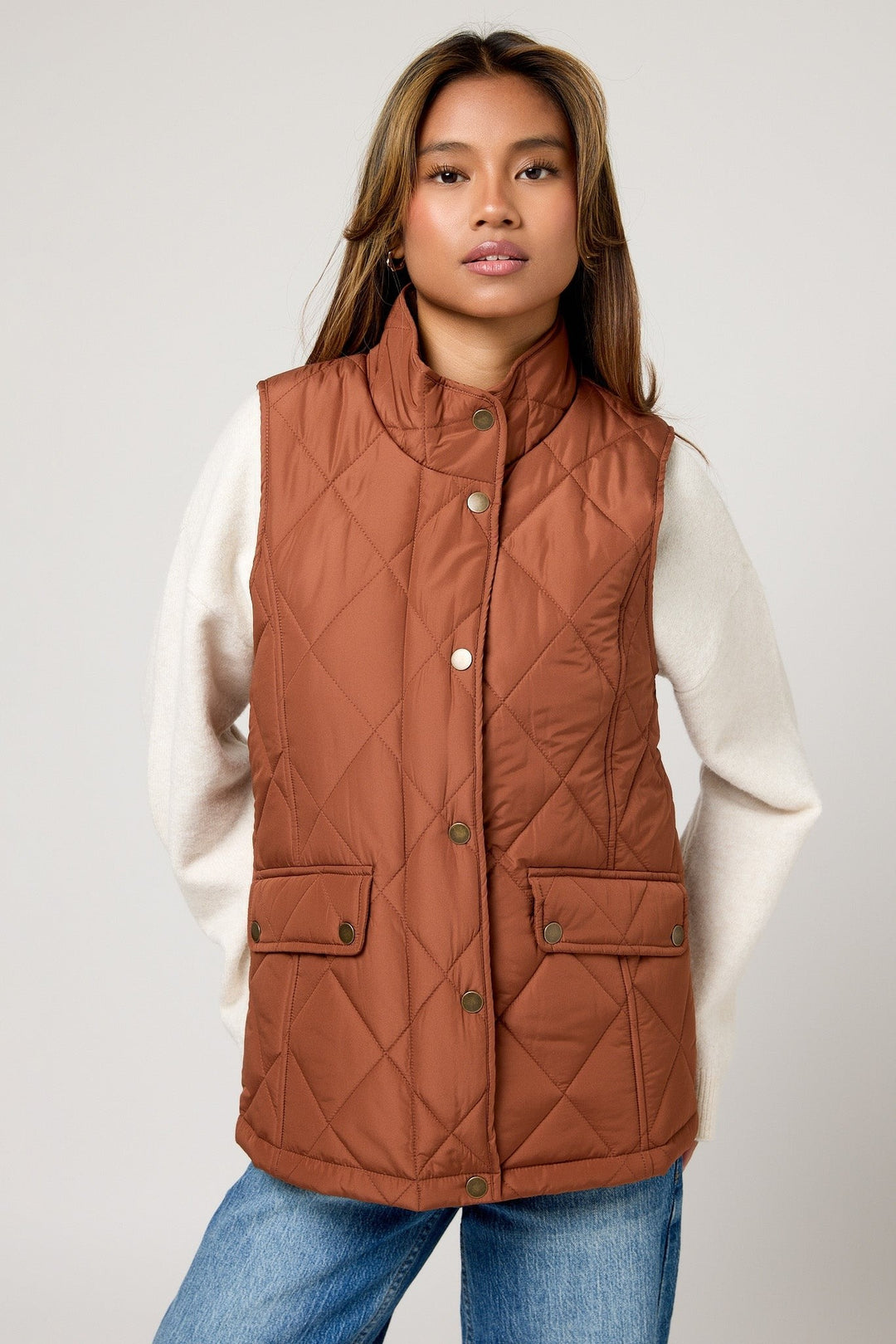 Lacey — Classic Diamond Quilted Puffer Vest (4), Rosewood Virginia