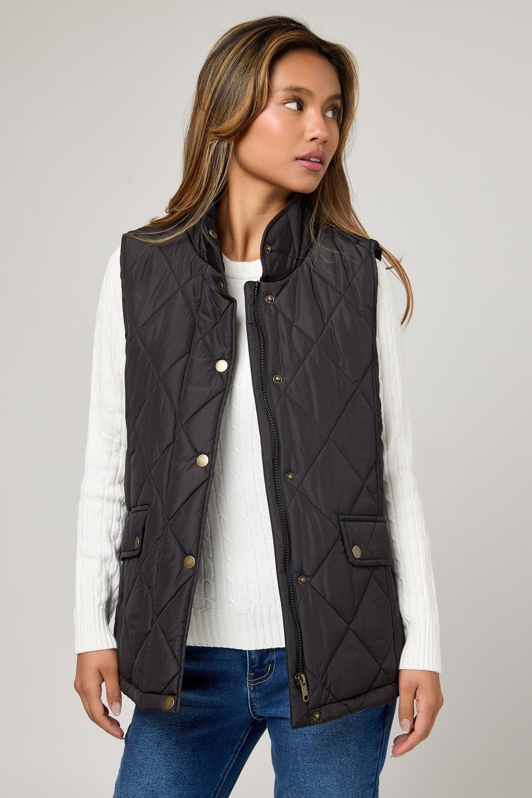 Lacey — Classic Diamond Quilted Puffer Vest (7), Rosewood Virginia