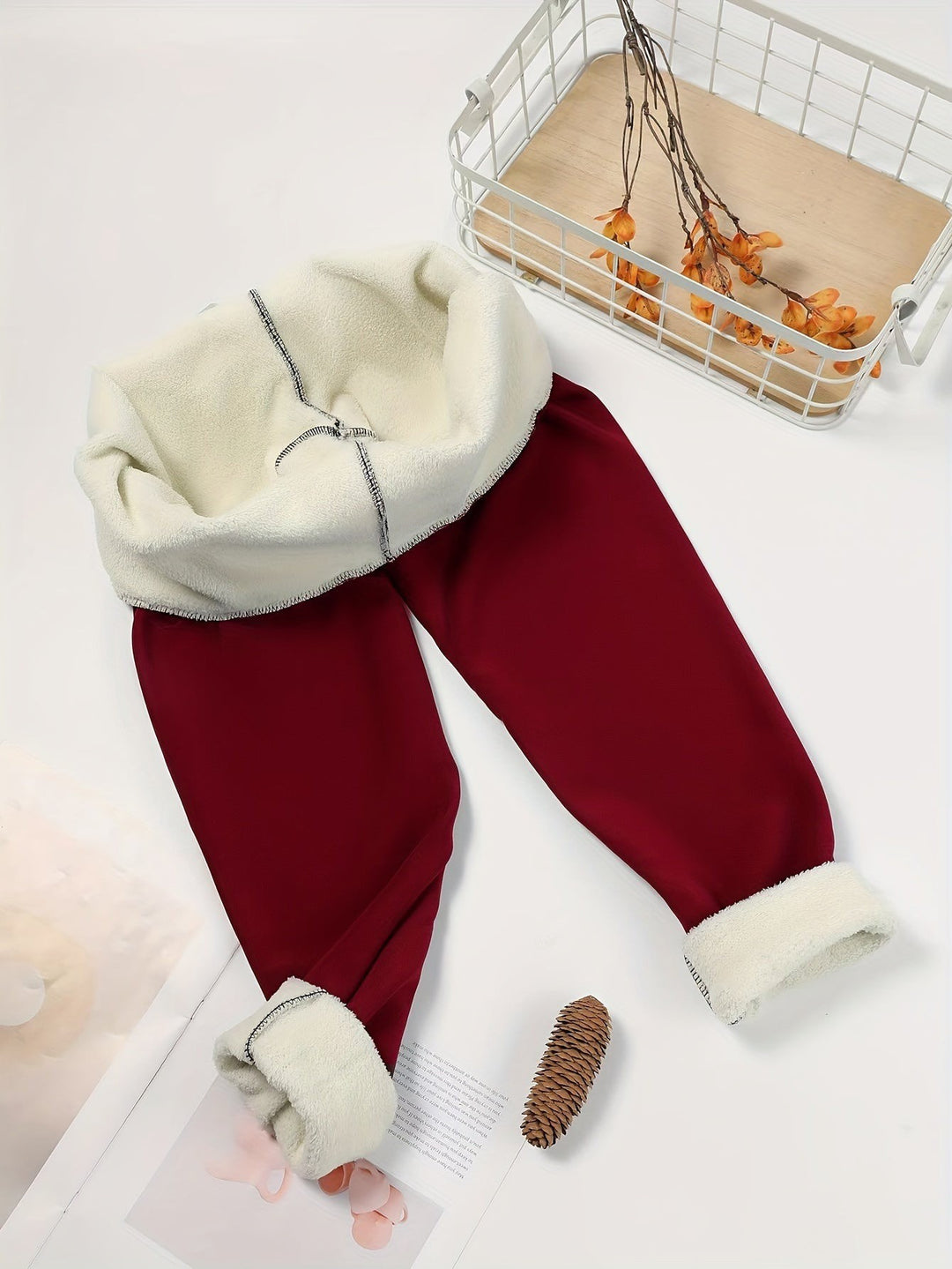 Leopoldine — Warm High Waisted Fleece Lined Winter Leggings (8), Rosewood Virginia