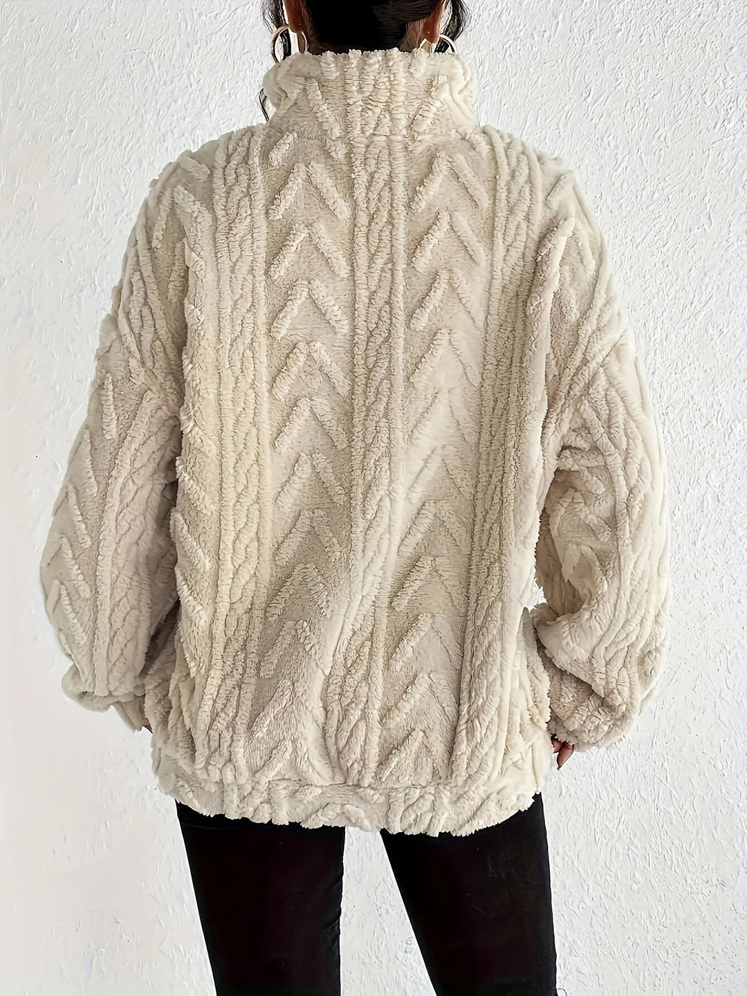Loraine — Cable Knit Quarter Zip Sweater (2), Rosewood Virginia