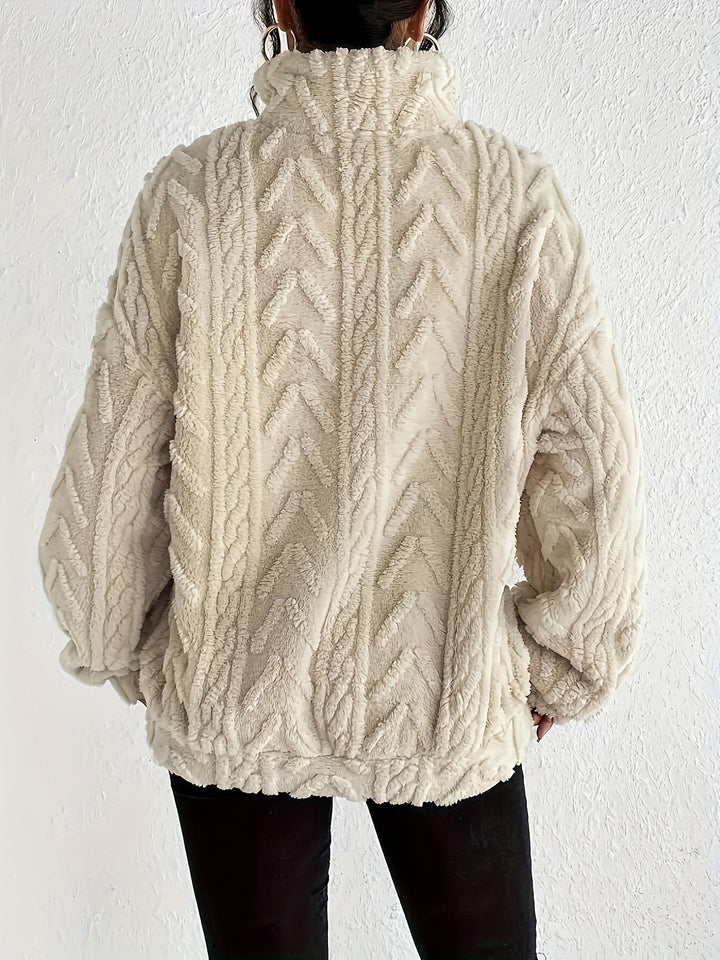 Loraine — Cable Knit Quarter Zip Sweater (2), Rosewood Virginia