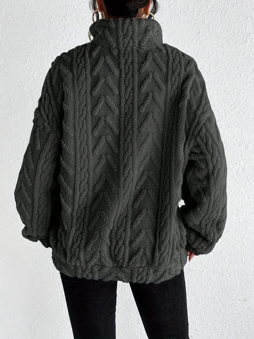 Loraine — Cable Knit Quarter Zip Sweater (7), Rosewood Virginia