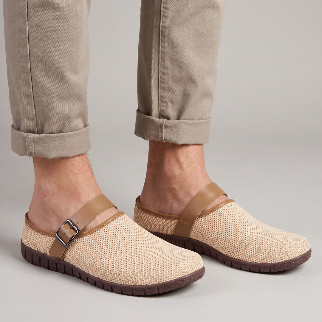 Lucile — Woven House Slippers with Buckle Strap, Rosewood Virginia
