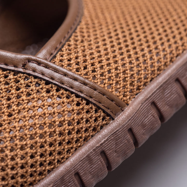 Lucile — Woven House Slippers with Buckle Strap, Rosewood Virginia