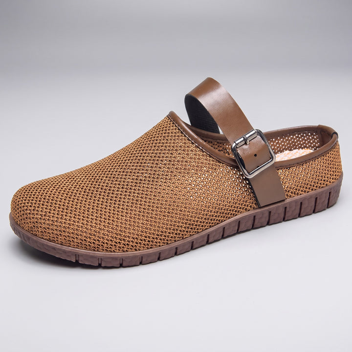 Lucile — Woven House Slippers with Buckle Strap, Rosewood Virginia
