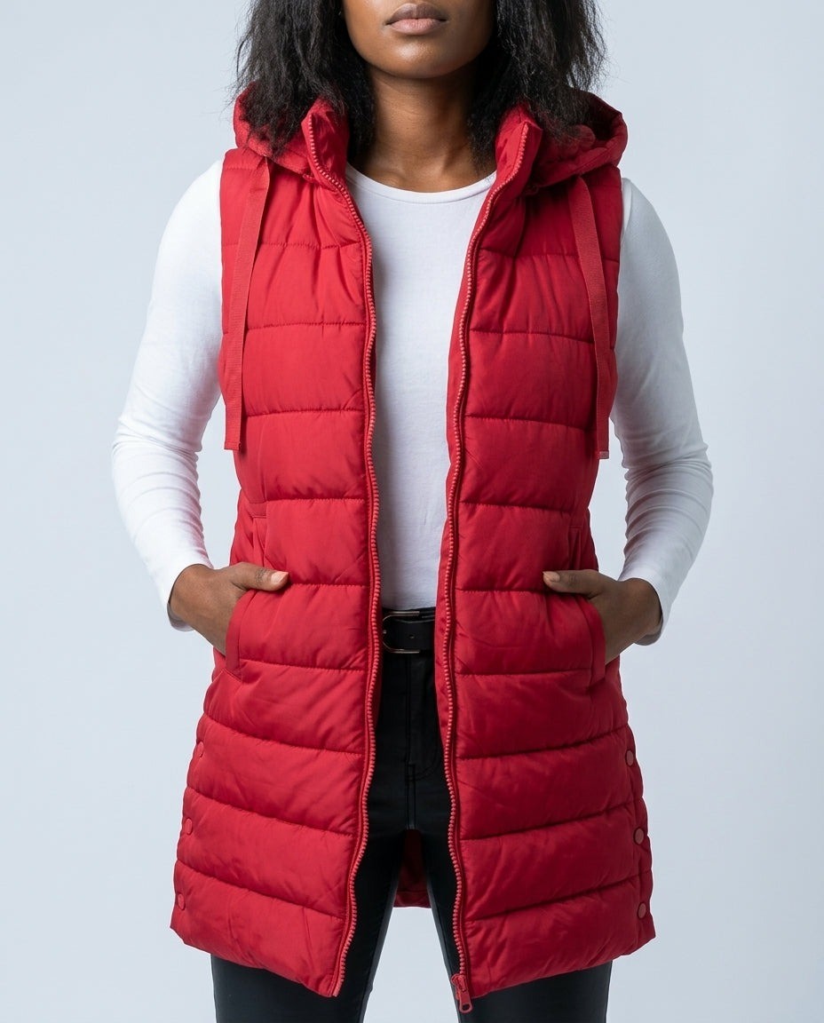 Lucinde — Lightweight Long Hooded Puffer Vest (2), Rosewood Virginia