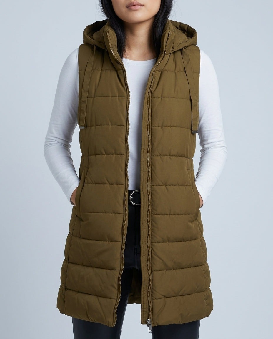 Lucinde — Lightweight Long Hooded Puffer Vest (4), Rosewood Virginia
