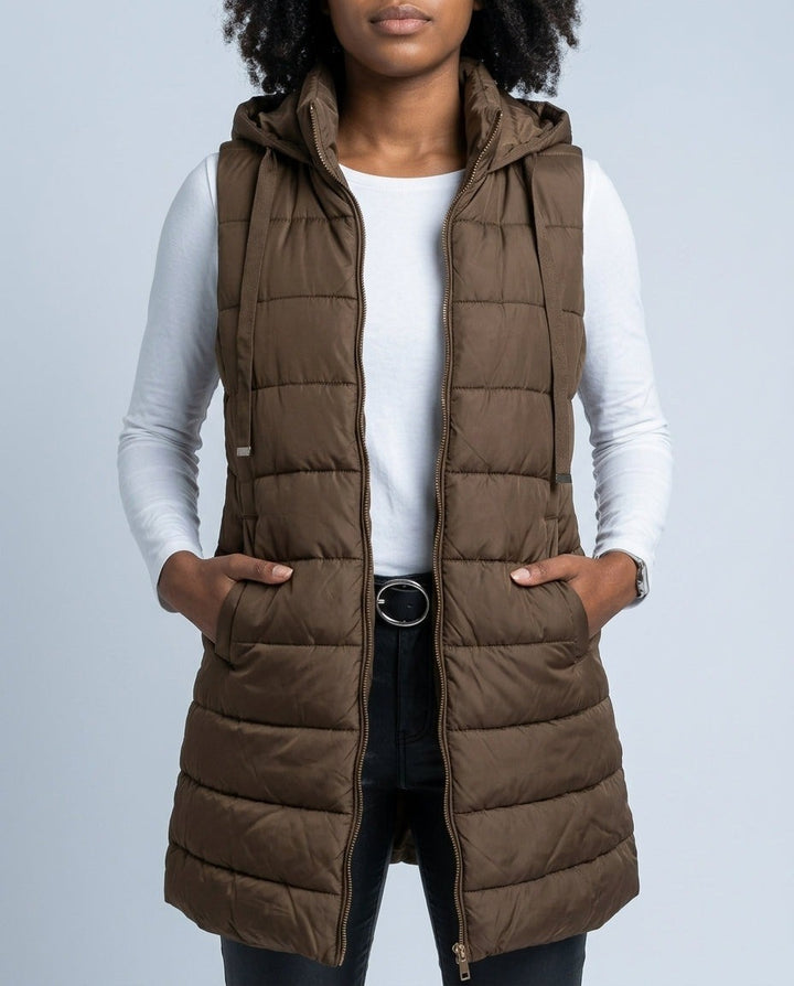 Lucinde — Lightweight Long Hooded Puffer Vest (5), Rosewood Virginia