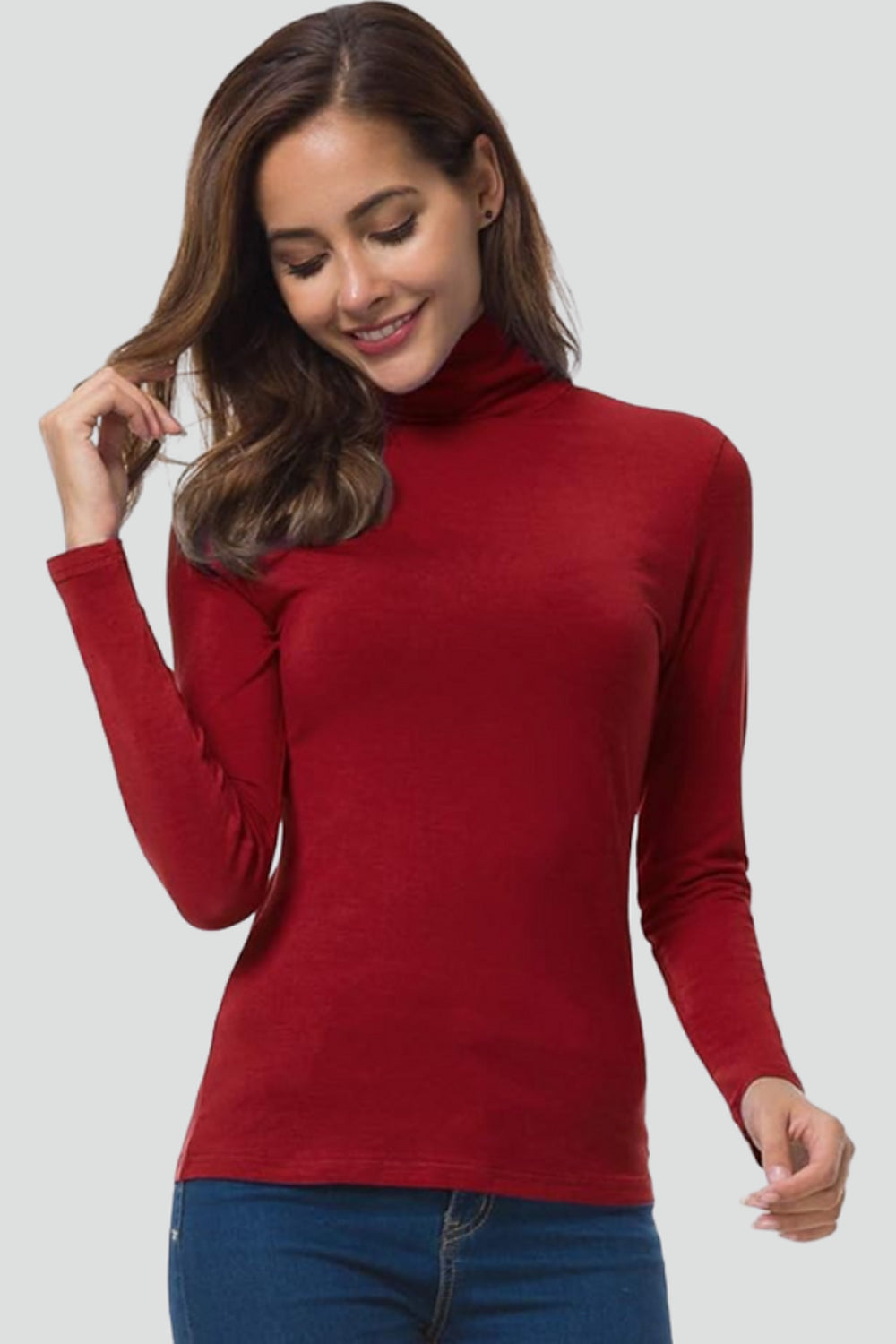 Ludivine — Classic Turtleneck Knit Sweater, Rosewood Virginia
