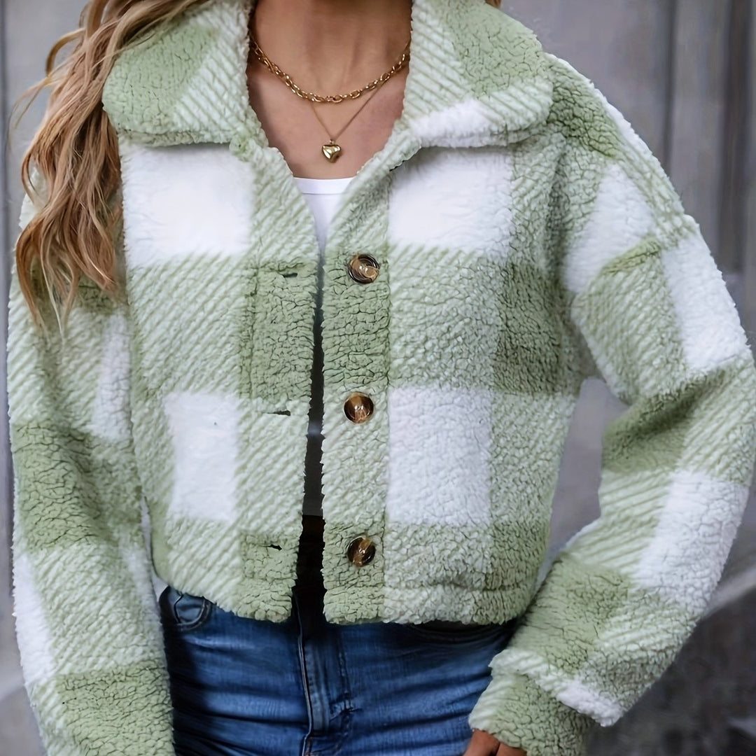 Mabel — Cropped Plaid Flannel Shirt Jacket, Rosewood Virginia