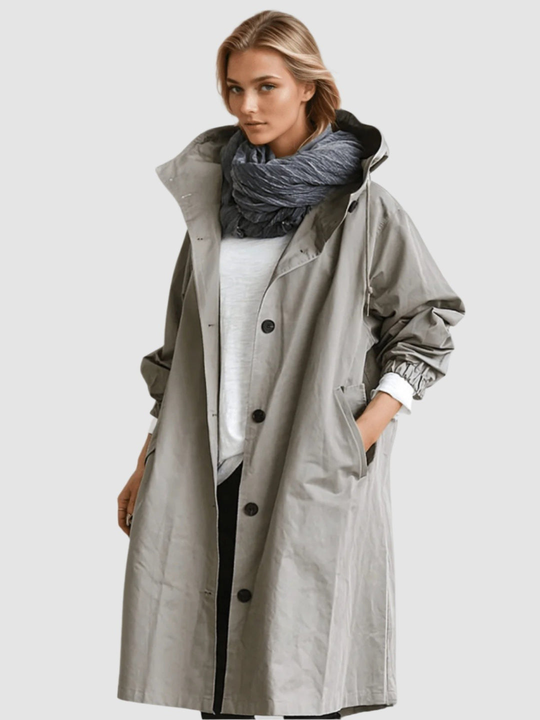 Marcelline — Water Repellent Hooded Trench Coat, Rosewood Virginia