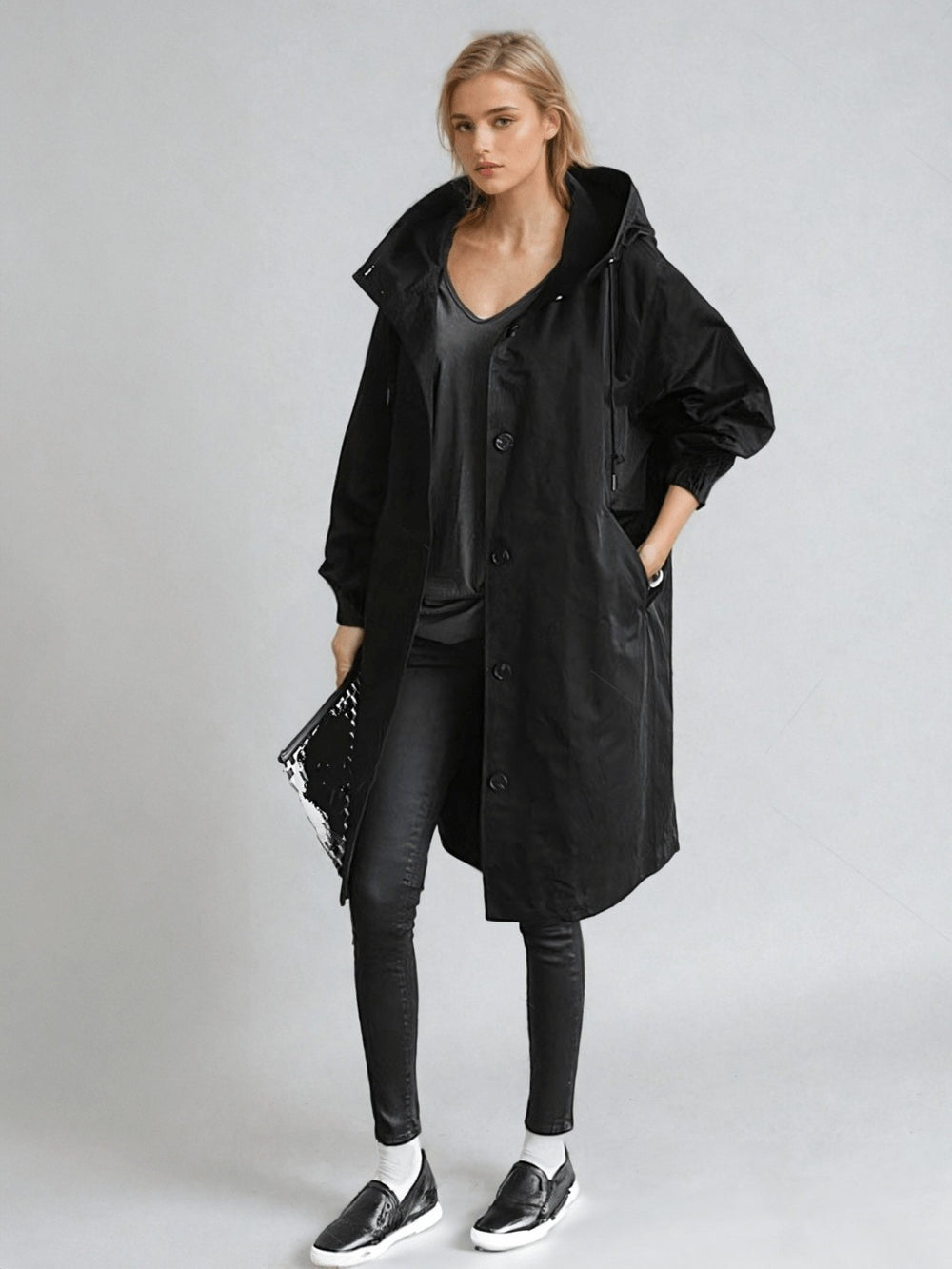 Marcelline — Water Repellent Hooded Trench Coat (2), Rosewood Virginia