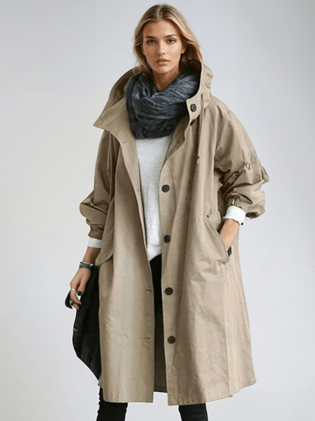 Marcelline — Water Repellent Hooded Trench Coat (3), Rosewood Virginia