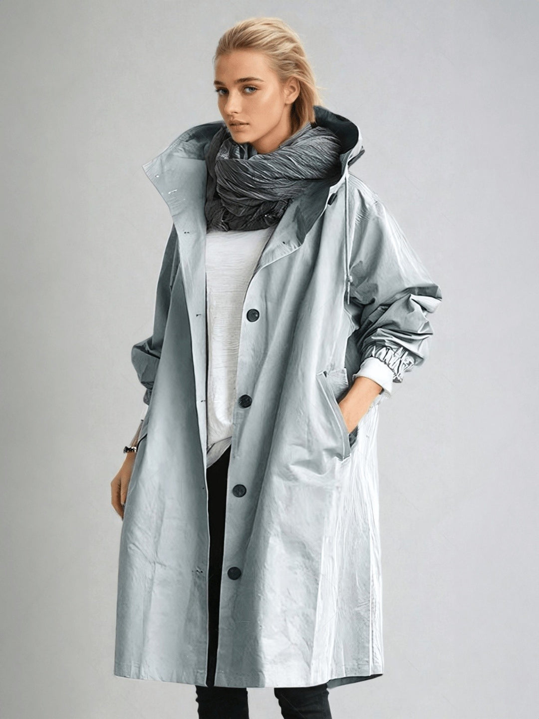 Marcelline — Water Repellent Hooded Trench Coat (5), Rosewood Virginia