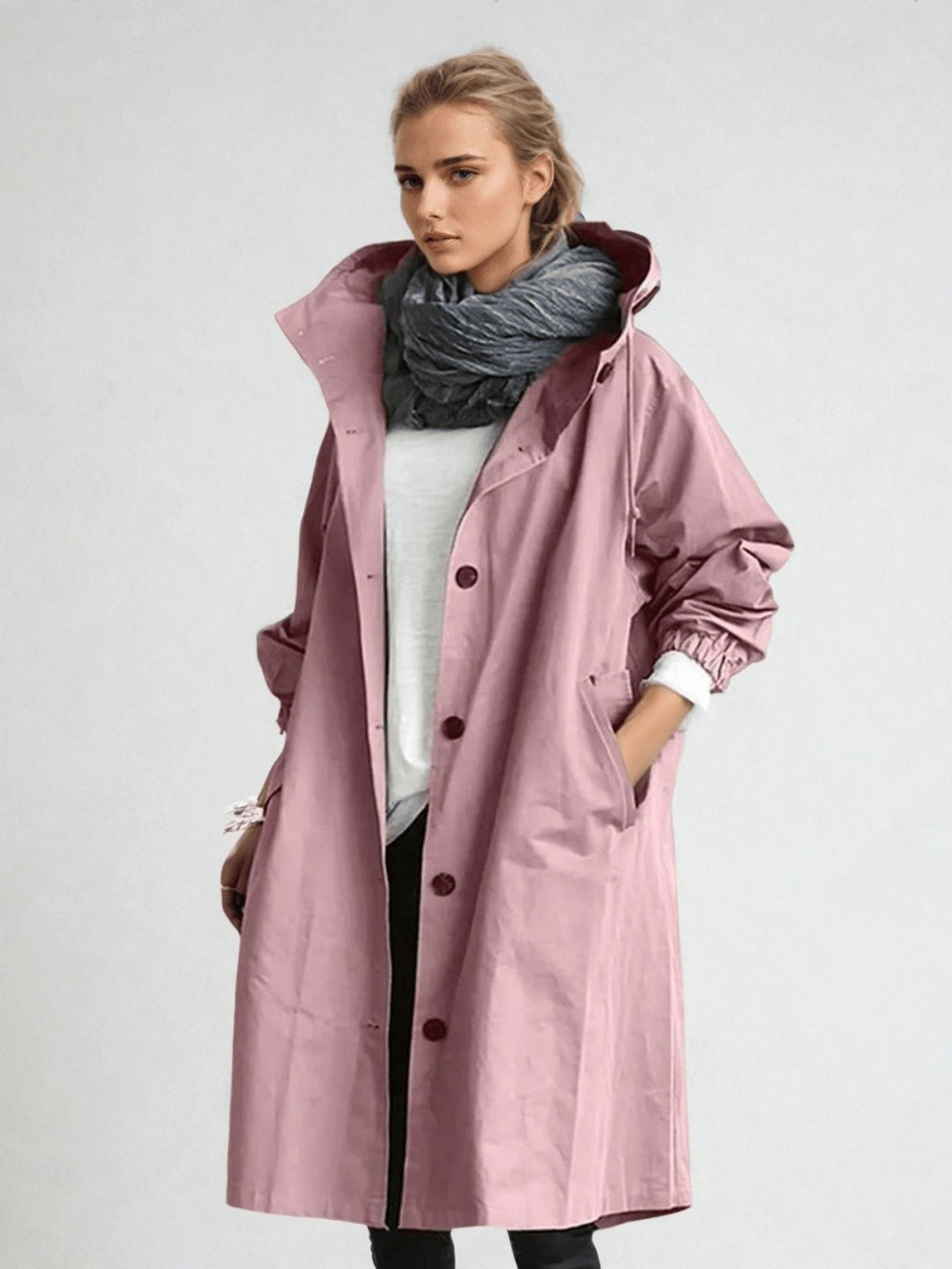 Marcelline — Water Repellent Hooded Trench Coat (6), Rosewood Virginia