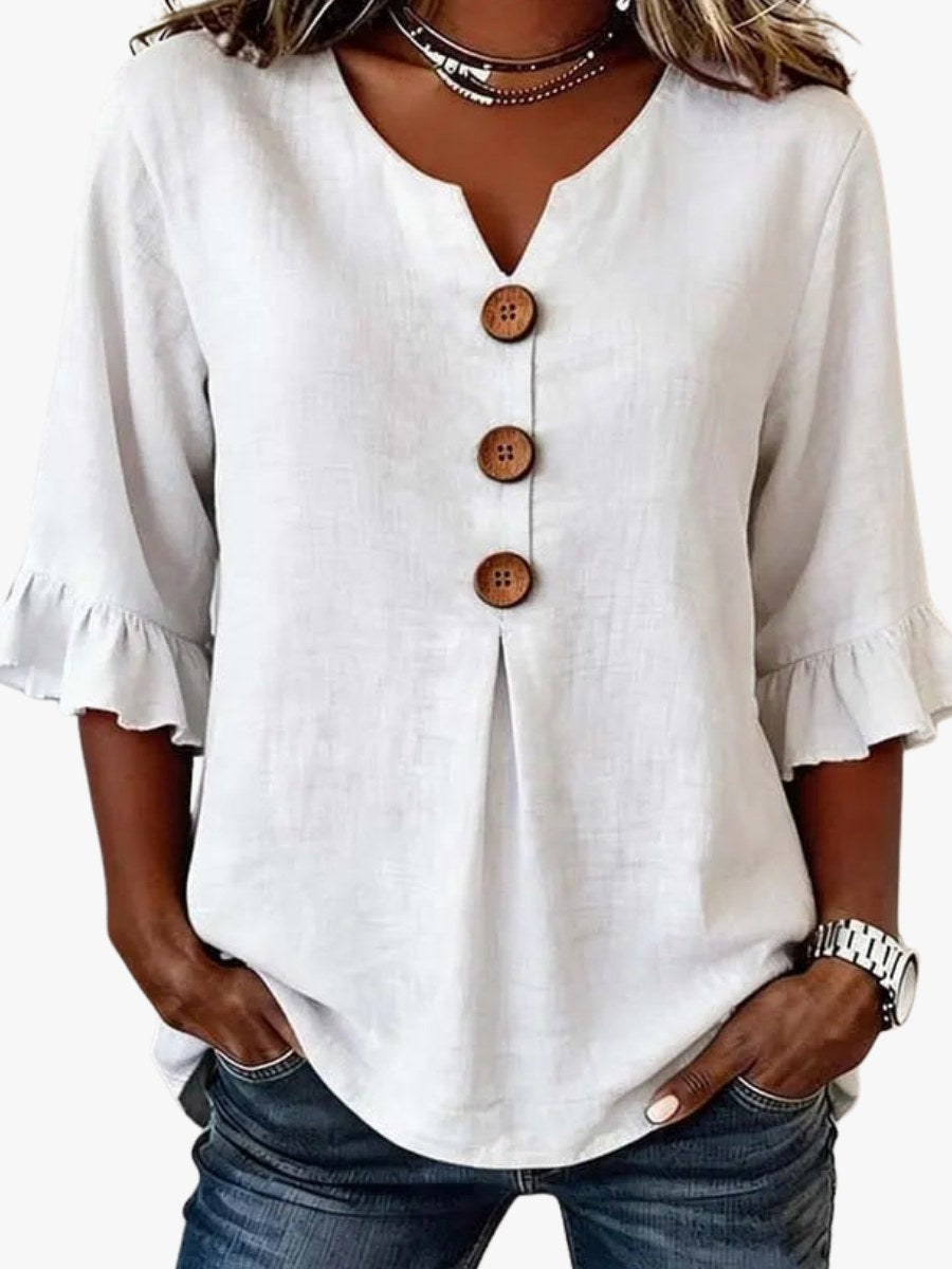 Mauricette — Romantic Ruffle Trim Blouse, Rosewood Virginia