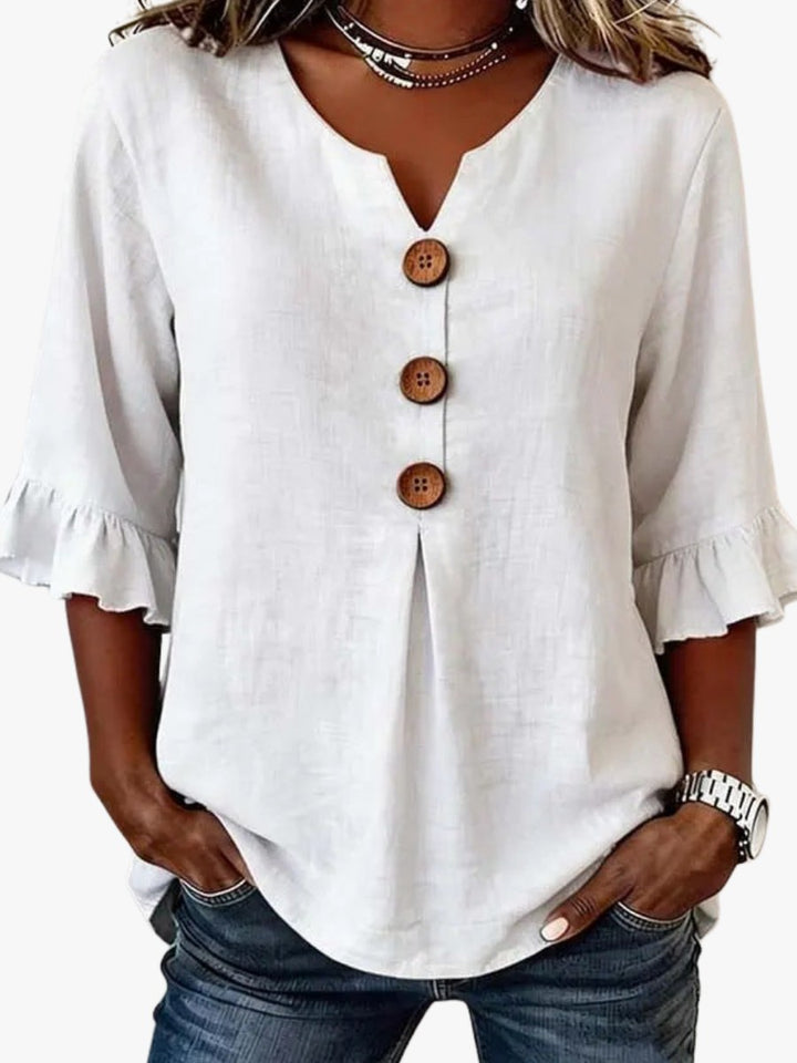 Mauricette — Romantic Ruffle Trim Blouse, Rosewood Virginia