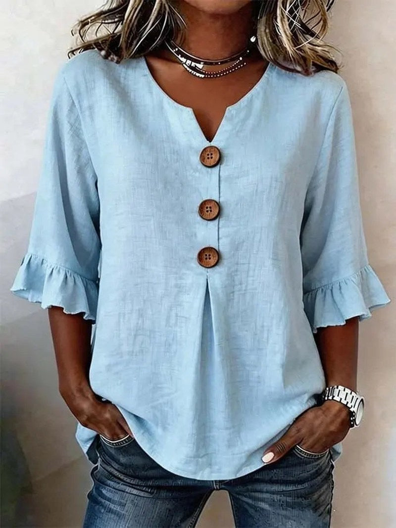 Mauricette — Romantic Ruffle Trim Blouse (4), Rosewood Virginia