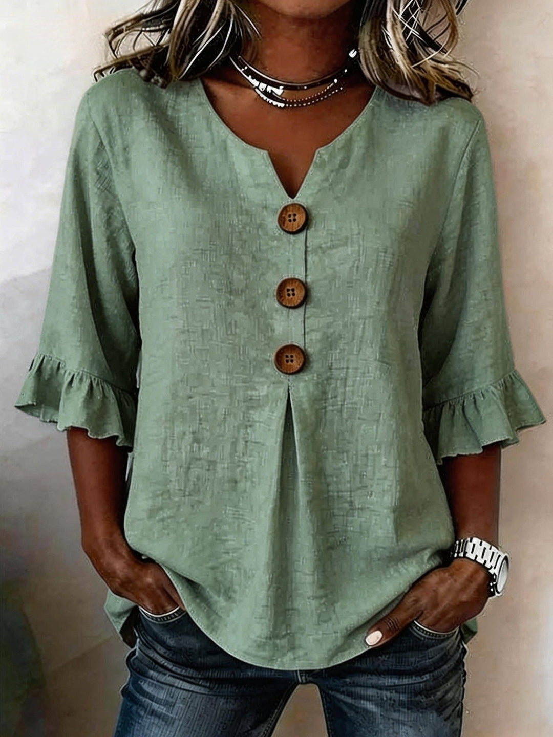 Mauricette — Romantic Ruffle Trim Blouse (5), Rosewood Virginia