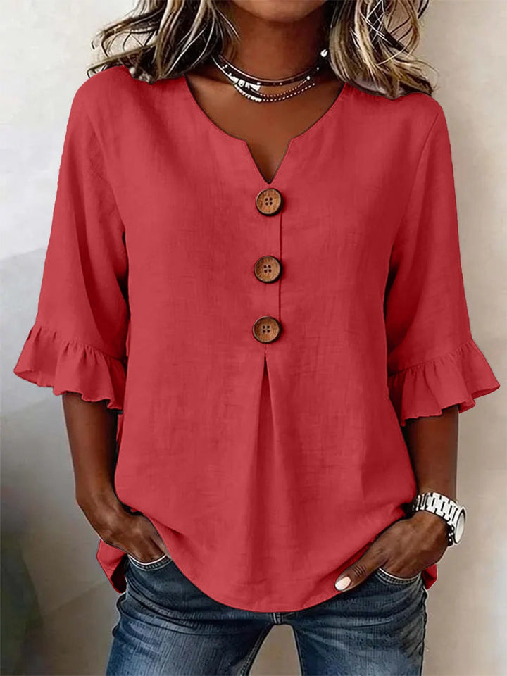 Mauricette — Romantic Ruffle Trim Blouse (10), Rosewood Virginia