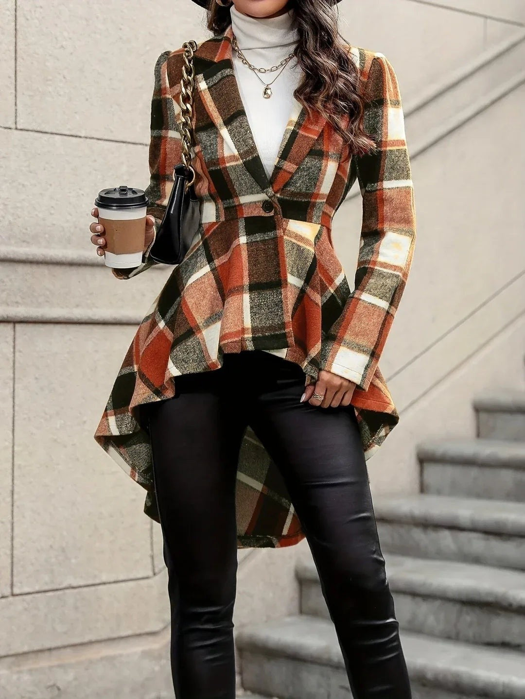 Nell — Draped Longline Plaid Flannel Shirt Jacket (3), Rosewood Virginia