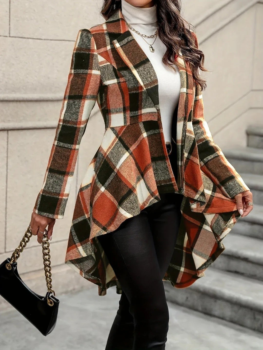 Nell — Draped Longline Plaid Flannel Shirt Jacket (4), Rosewood Virginia