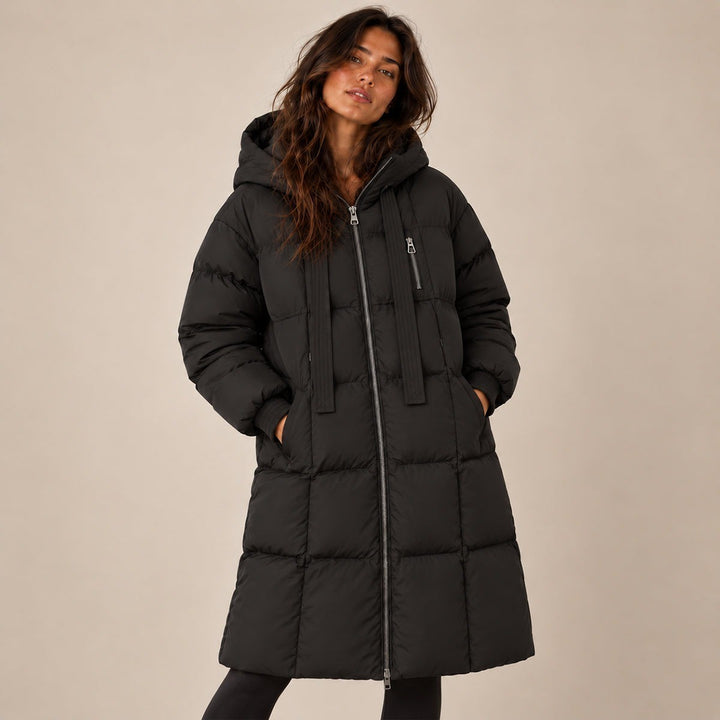 Nerissa — Cozy Long Hooded Puffer Coat, Rosewood Virginia