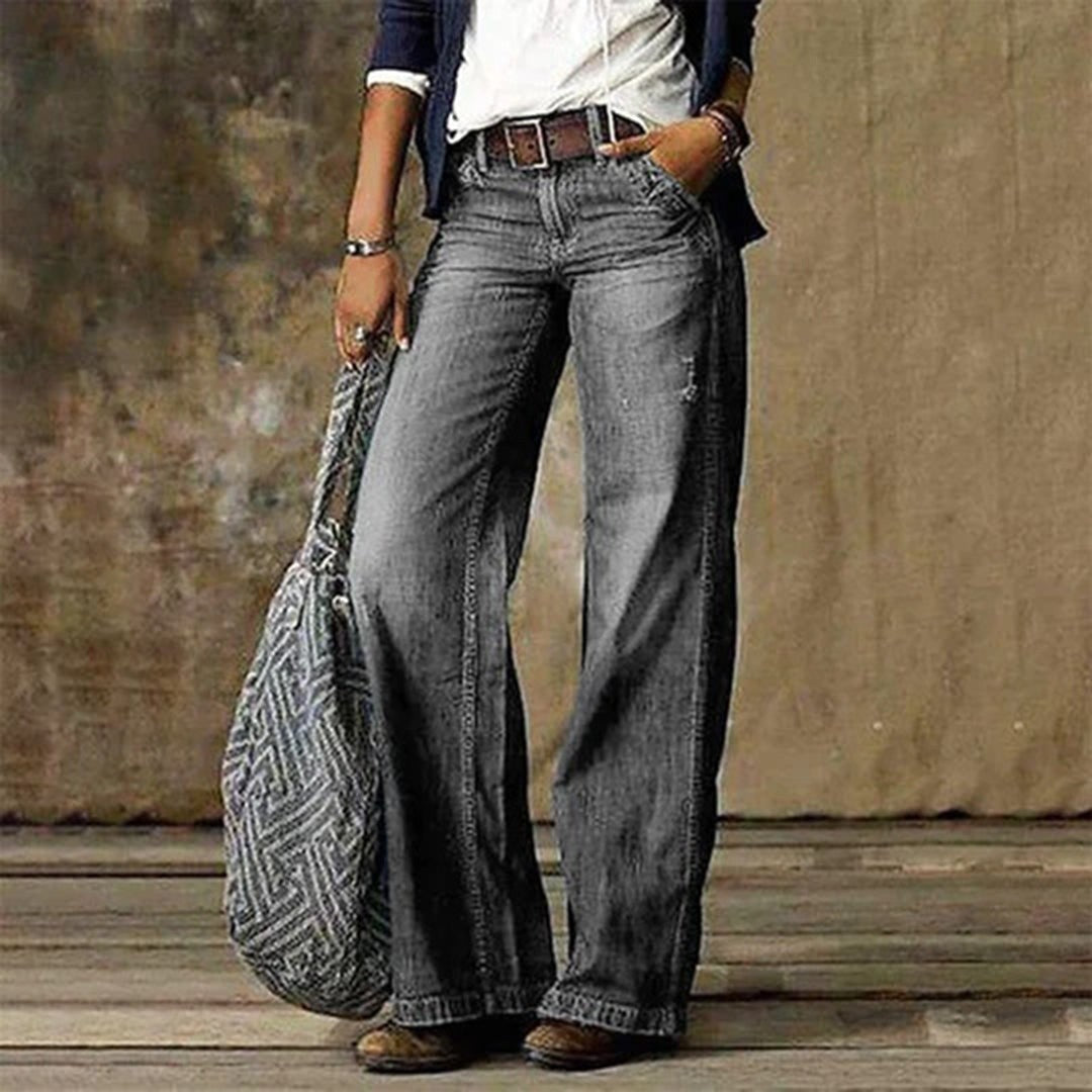 Nina — Effortless High Waisted Wide Leg Jeans (7), Rosewood Virginia