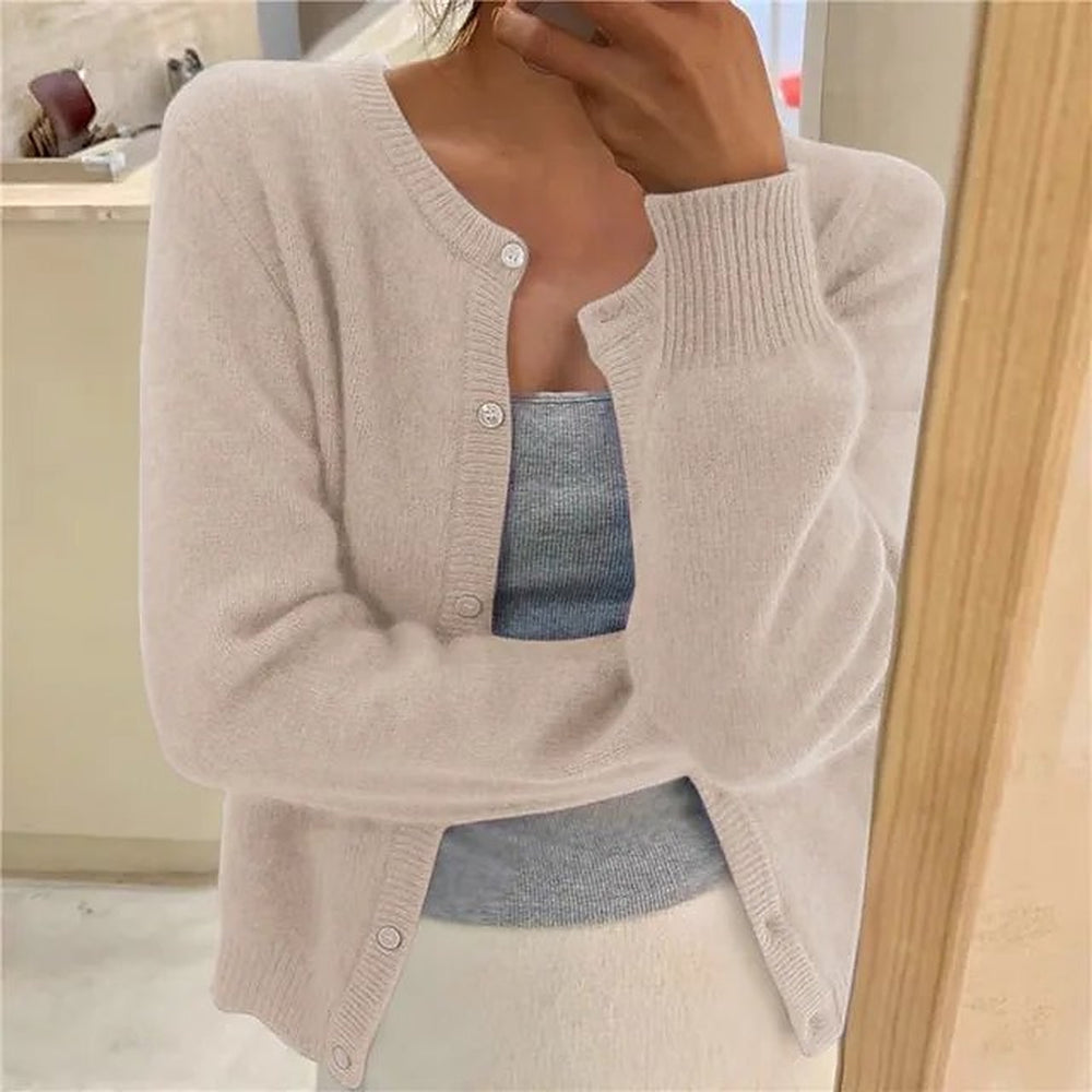 Nolwenne — Cropped Cashmere Cardigan, Rosewood Virginia