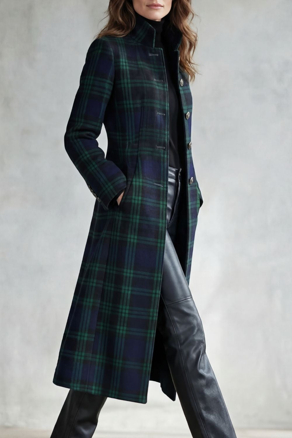 Odalys — Classic Plaid Wool Blend Coat (3), Rosewood Virginia