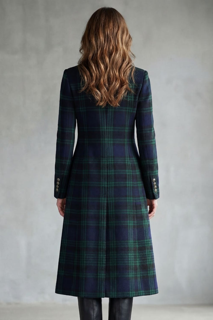 Odalys — Classic Plaid Wool Blend Coat (4), Rosewood Virginia