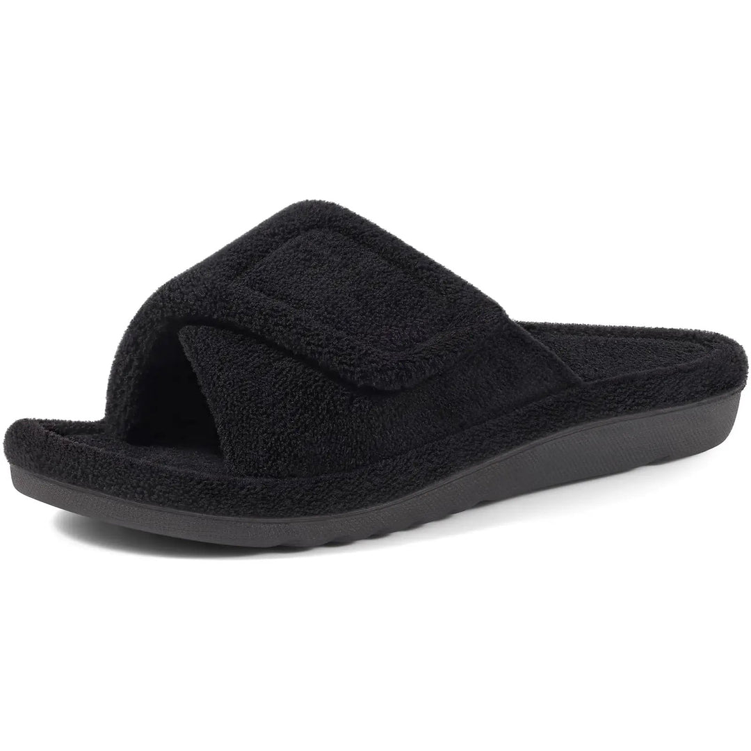 Odile — Soft Indoor Slippers with Wide Velcro Strap, Rosewood Virginia