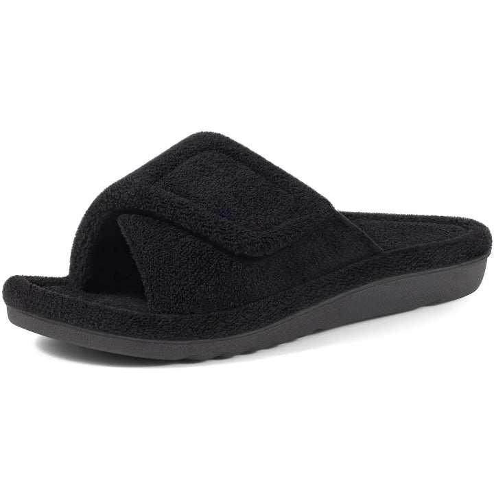 Odile — Soft Indoor Slippers with Wide Velcro Strap, Rosewood Virginia