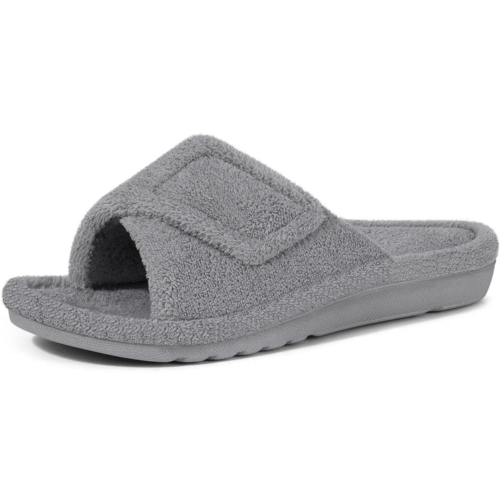 Odile — Soft Indoor Slippers with Wide Velcro Strap, Rosewood Virginia