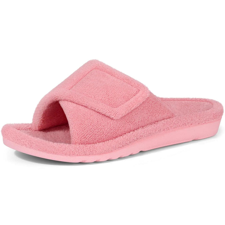 Odile — Soft Indoor Slippers with Wide Velcro Strap, Rosewood Virginia