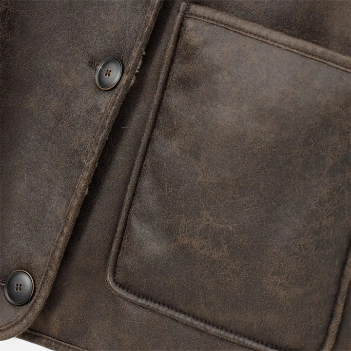 Orianne — Faux Leather Shearling Collar Jacket (6), Rosewood Virginia