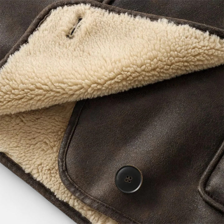 Orianne — Faux Leather Shearling Collar Jacket (7), Rosewood Virginia
