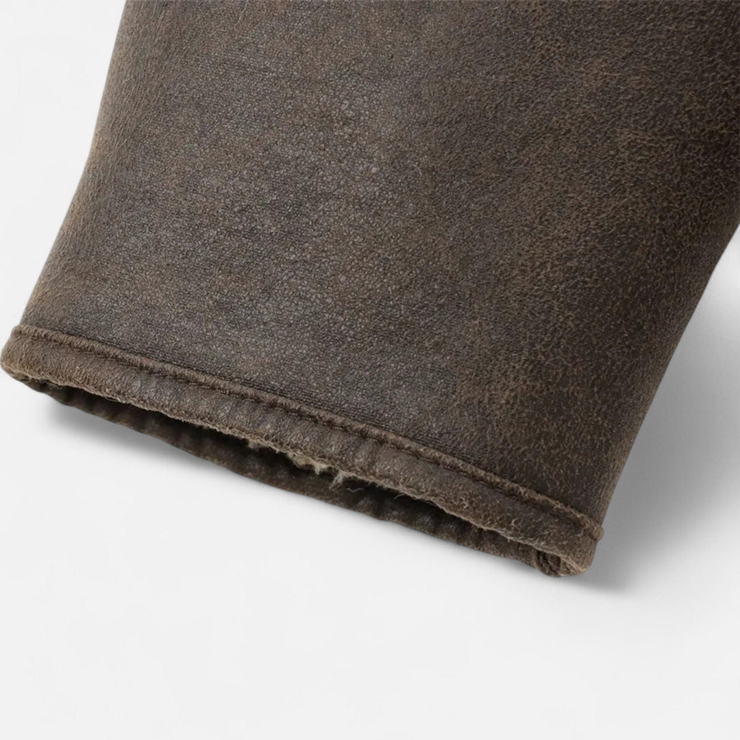 Orianne — Faux Leather Shearling Collar Jacket (8), Rosewood Virginia