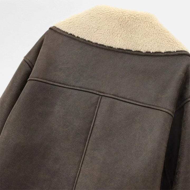 Orianne — Faux Leather Shearling Collar Jacket (9), Rosewood Virginia