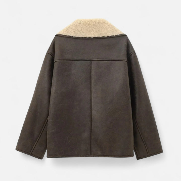 Orianne — Faux Leather Shearling Collar Jacket (10), Rosewood Virginia